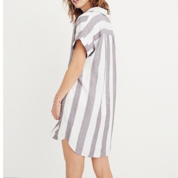 Madewell Maywood Linen Striped Shirtdress Medium - Picture 4 of 5